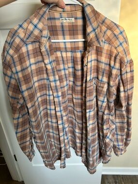 We The Free Plaid Shirt in Tan & Blue